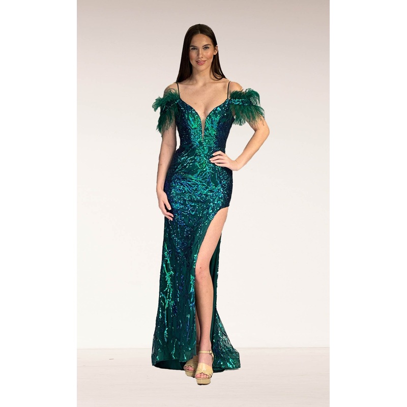 Abby Paris 90271 Dress Iridescent Green