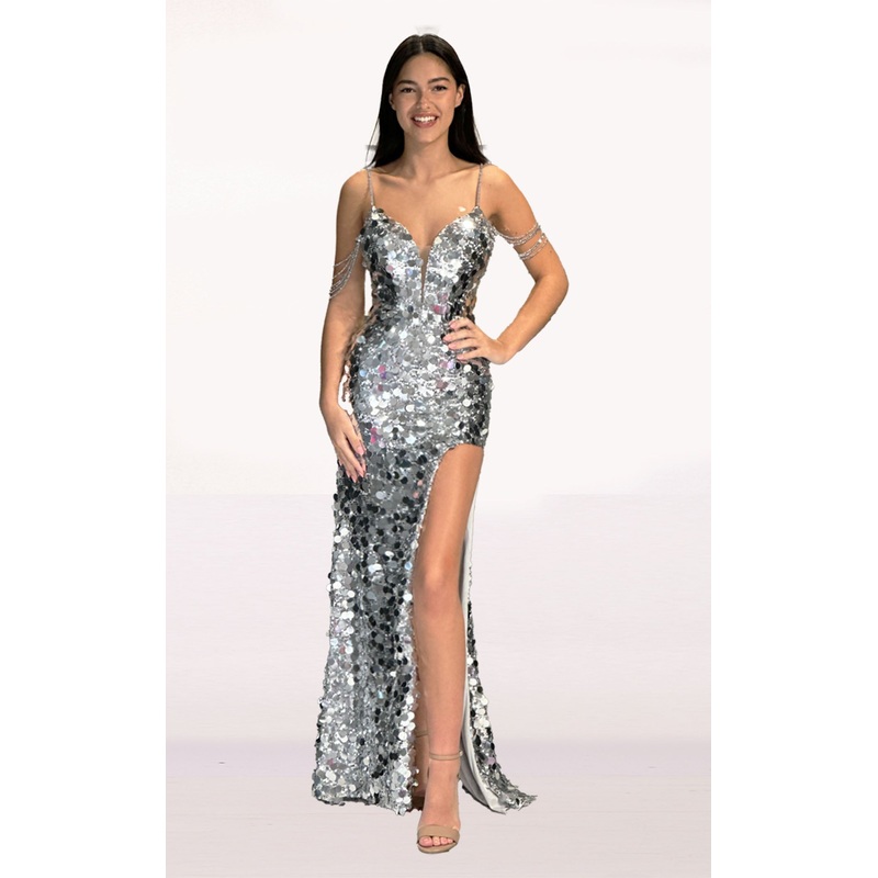 Abby Paris 90272 Dress Silver
