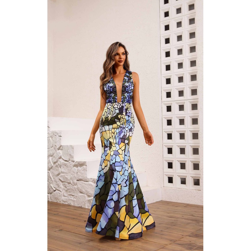 Terani 251P4146 Dress Blue Multi