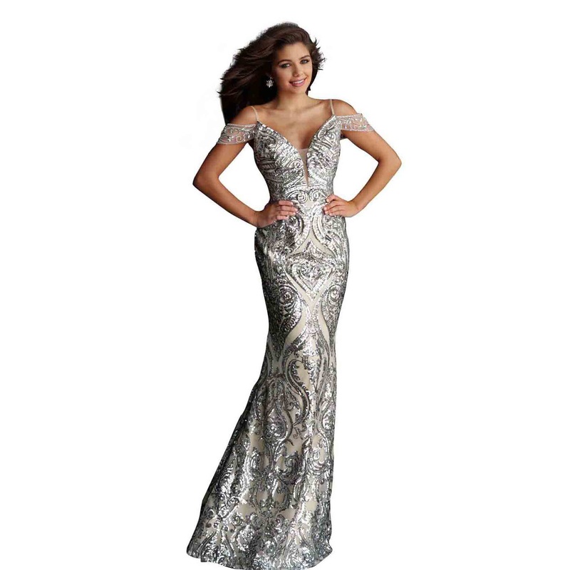 Jovani JVN67256BG Dress Silver/Nude