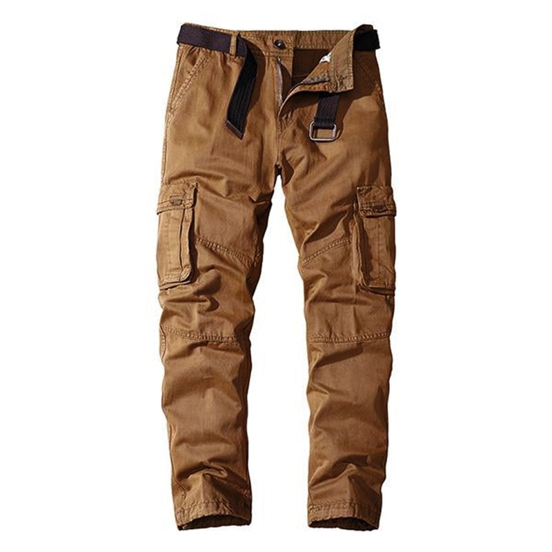 CASUAL STRAIGHT MULTI-POCKET CARGO PANTS 05518675M (BELT EXCLUDED) Khaki