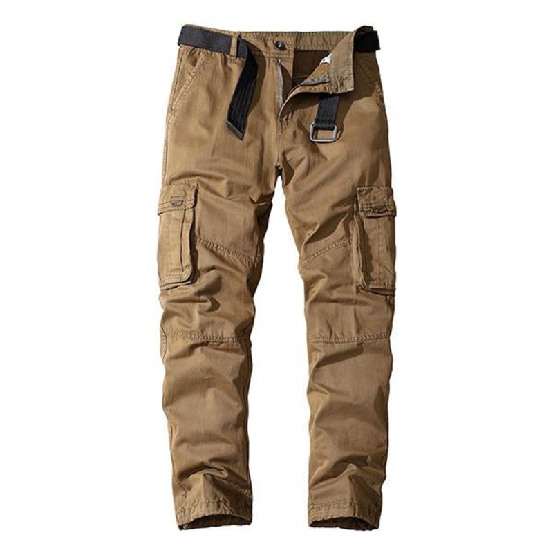 CASUAL STRAIGHT MULTI-POCKET CARGO PANTS 05518675M (BELT EXCLUDED) Khaki
