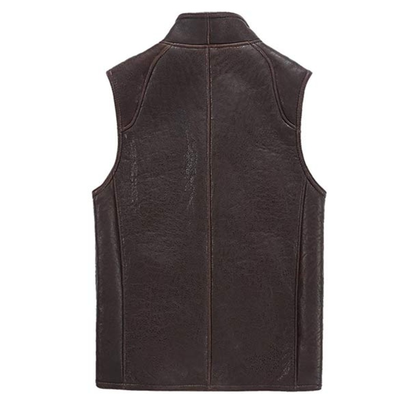 MEN’S SUEDE BROWN VERTICAL POCKET VEST 125618419QX Brown