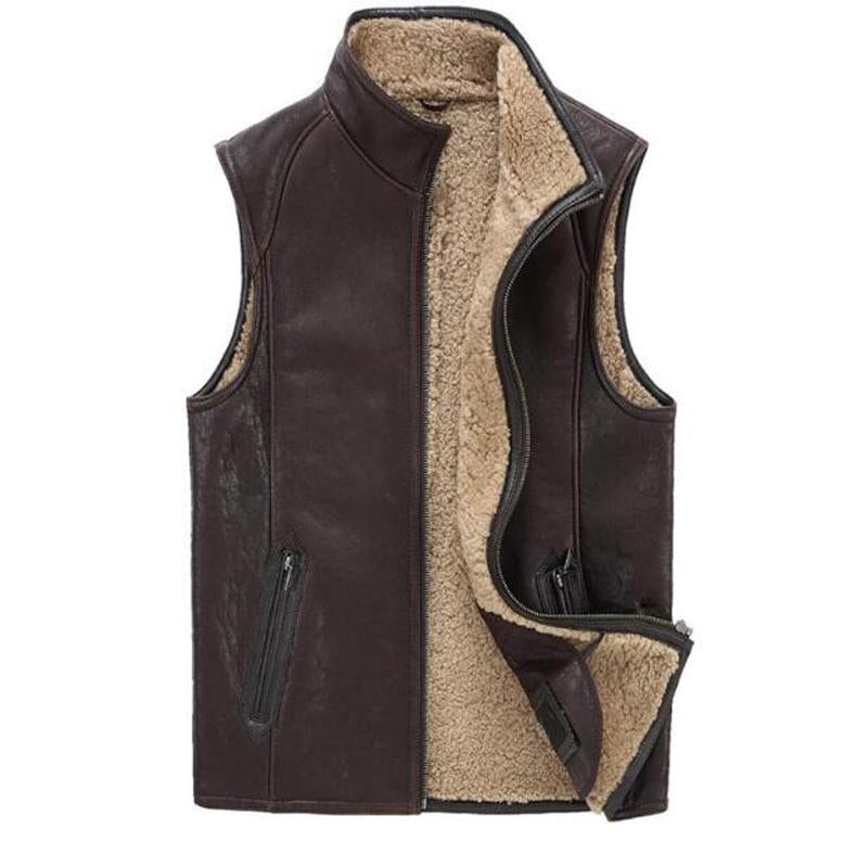 MEN’S SUEDE BROWN VERTICAL POCKET VEST 125618419QX Brown