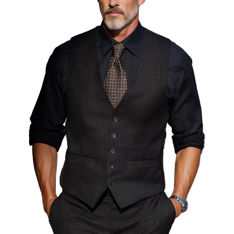 Men’s Stylish And Elegant Small Check Suit Vest MTA0225I5P Black