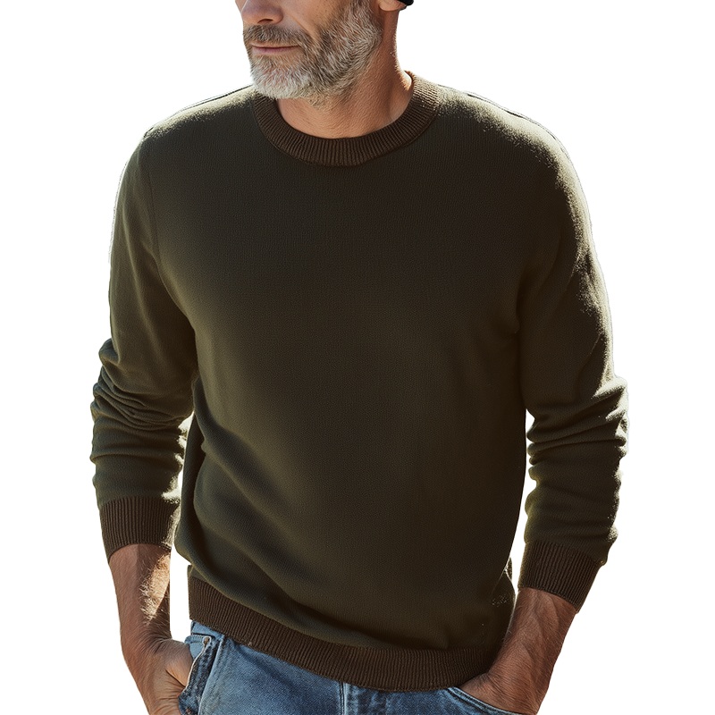 Men’s Autumn And Winter Simple Knitted Warm Sweater MTA0809I9P Olive Green