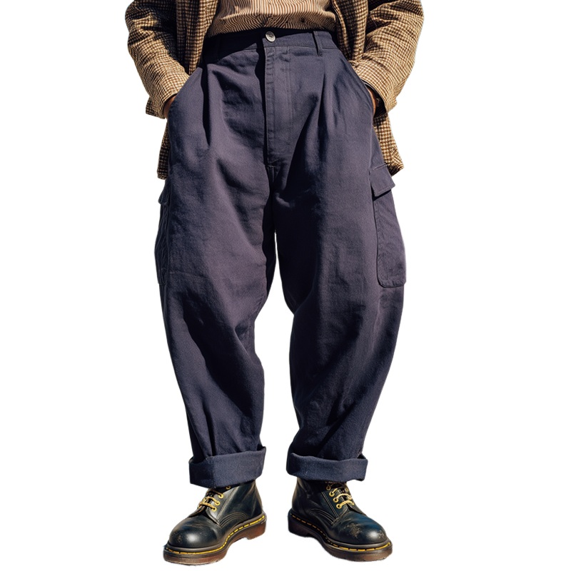 Men’s Retro Loose Navy Blue Work Pants MTA0948I8U Navy