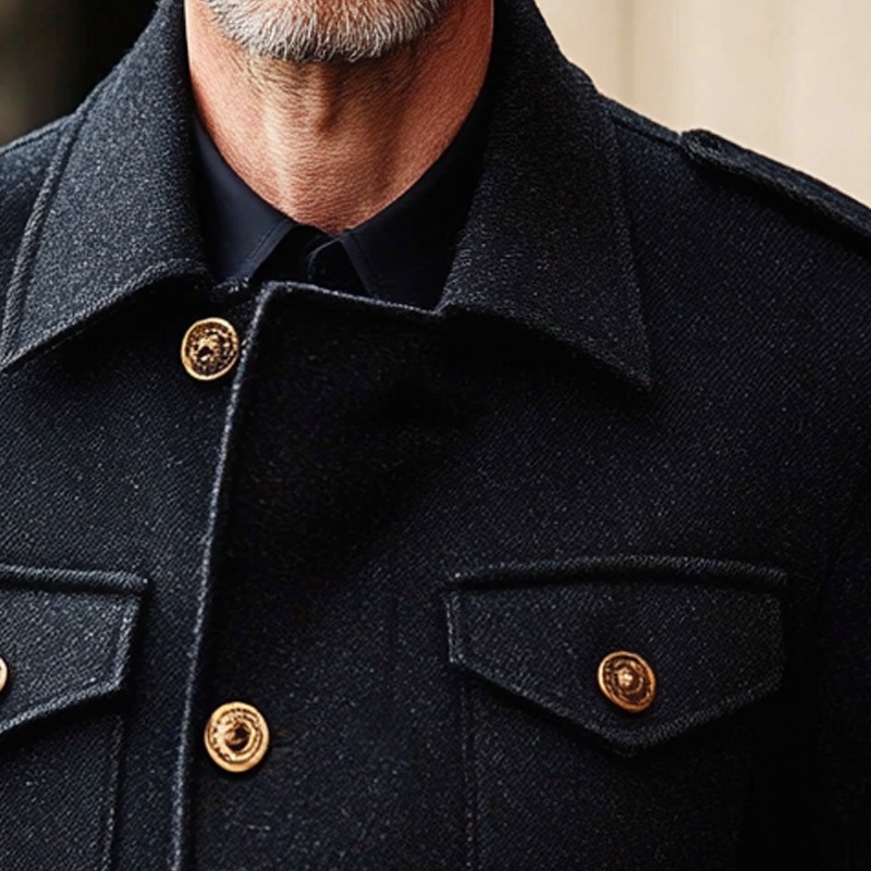 Men’s Blended Multi-pocket Single-breasted Jacket MTA1521I2X Navy