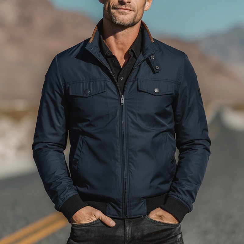 Men’s Autumn And Winter Fashion Cotton Blend Casual Jacket (with Lining) MTA2331I3P Navy