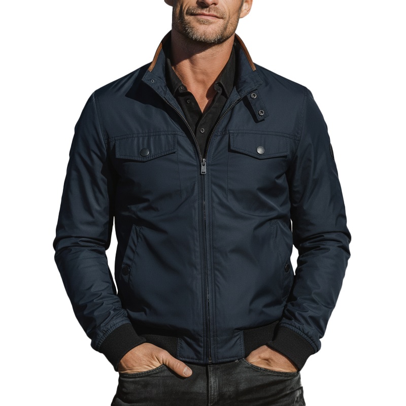 Men’s Autumn And Winter Fashion Cotton Blend Casual Jacket (with Lining) MTA2331I3P Navy