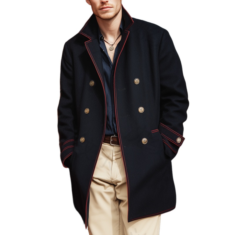 Men’s Autumn And Winter Classic Double-breasted Coat MTA3001I7U Dark Navy