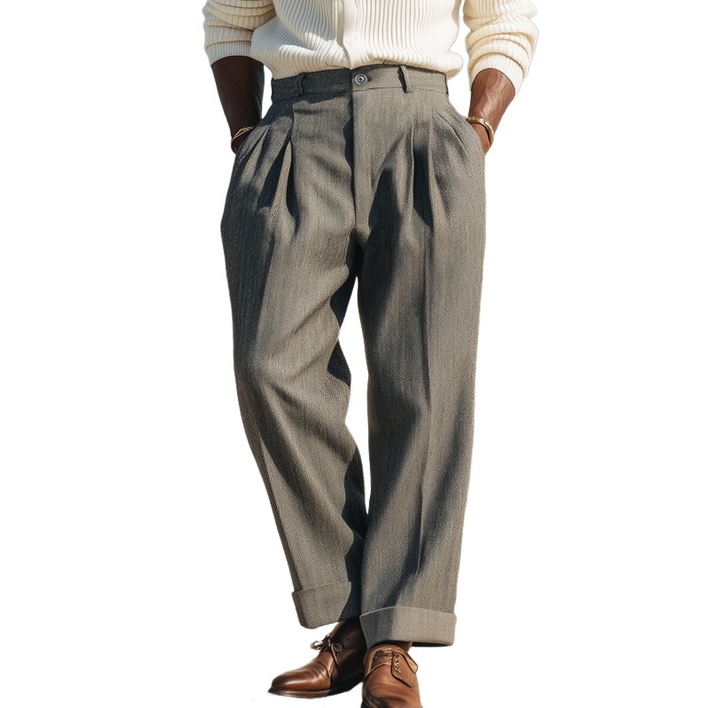 Men’s Classic Grey Straight-Leg Casual Pants MTA1036J7U Grey