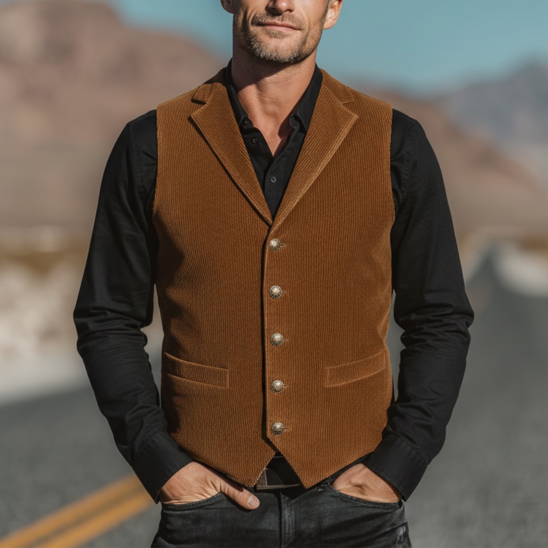 Men’s Winter Fashion Corduroy Classic Vest MTA1142J6P Brown