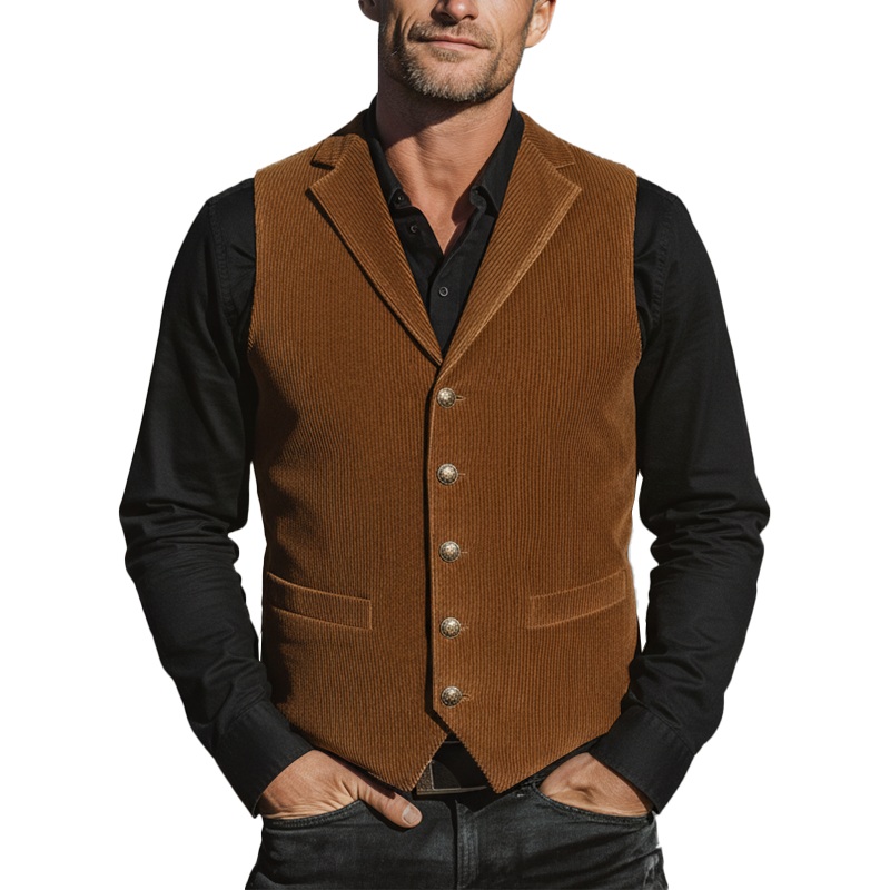 Men’s Winter Fashion Corduroy Classic Vest MTA1142J6P Brown