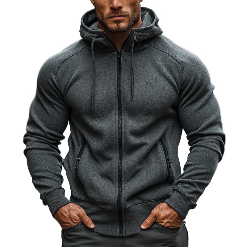 Men’s Casual Blended Sweatshirt Zip-up Hooded Jacket MTA1380J6X Gray