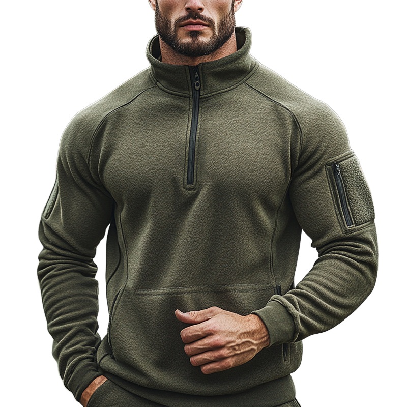 Men’s Outdoor Sports Polar Fleece Stand Collar Half Zip Sweatshirt MTA1391J3X Army Green