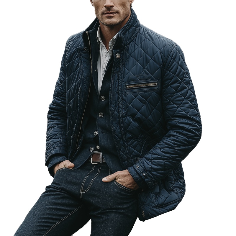 Men’s Winter Fashion Cotton Quilted Jacket MTA1537J4P Navy
