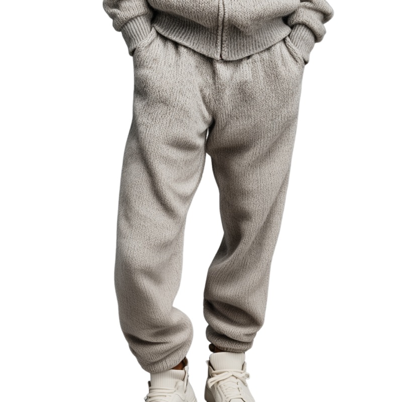 Men’s Classic Casual Elastic Waist Knit Trousers MTA1555J5K Light Gray