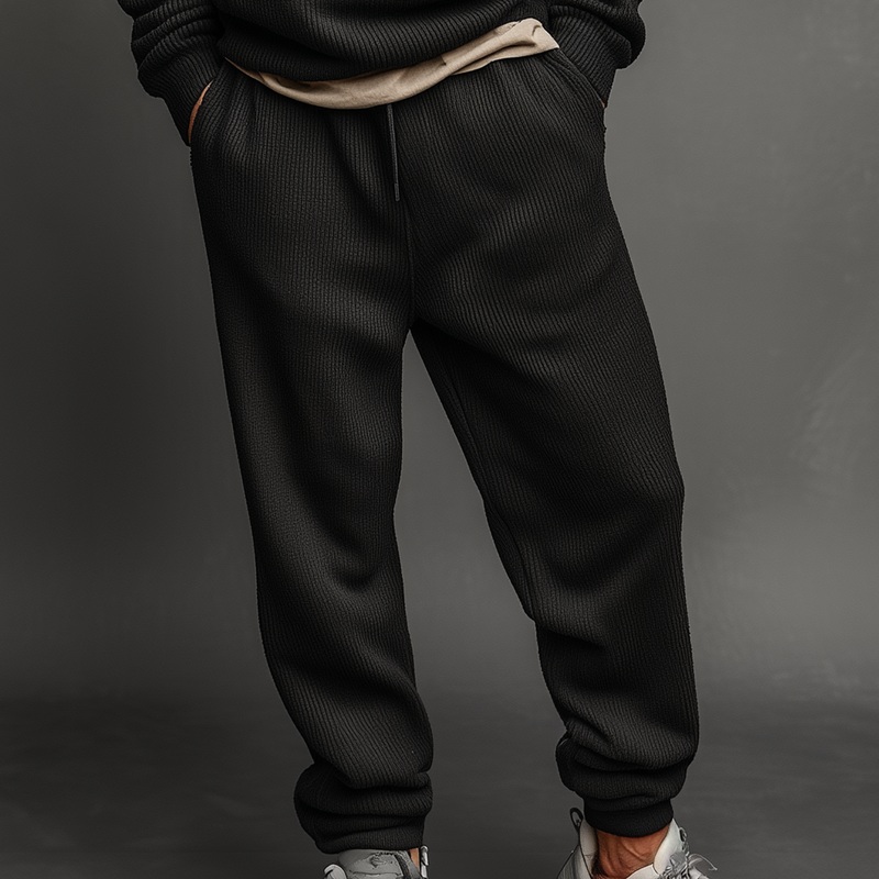 Men’s Classic Casual Elastic Waist Knitted Trousers MTA1567J7K Black