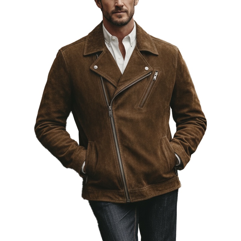 Men’s Winter Vintage Faux Suede Zip-Up Jacket MTA1562J8P Brown