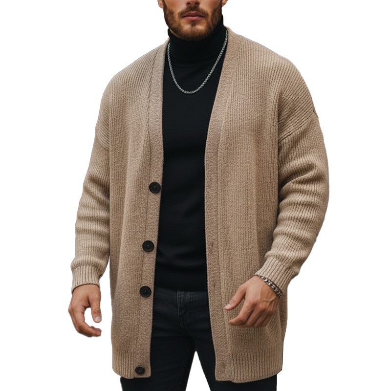 Men’s Winter Simple Button Closure Cotton Knit Cardigan MTA1776J7P Camel