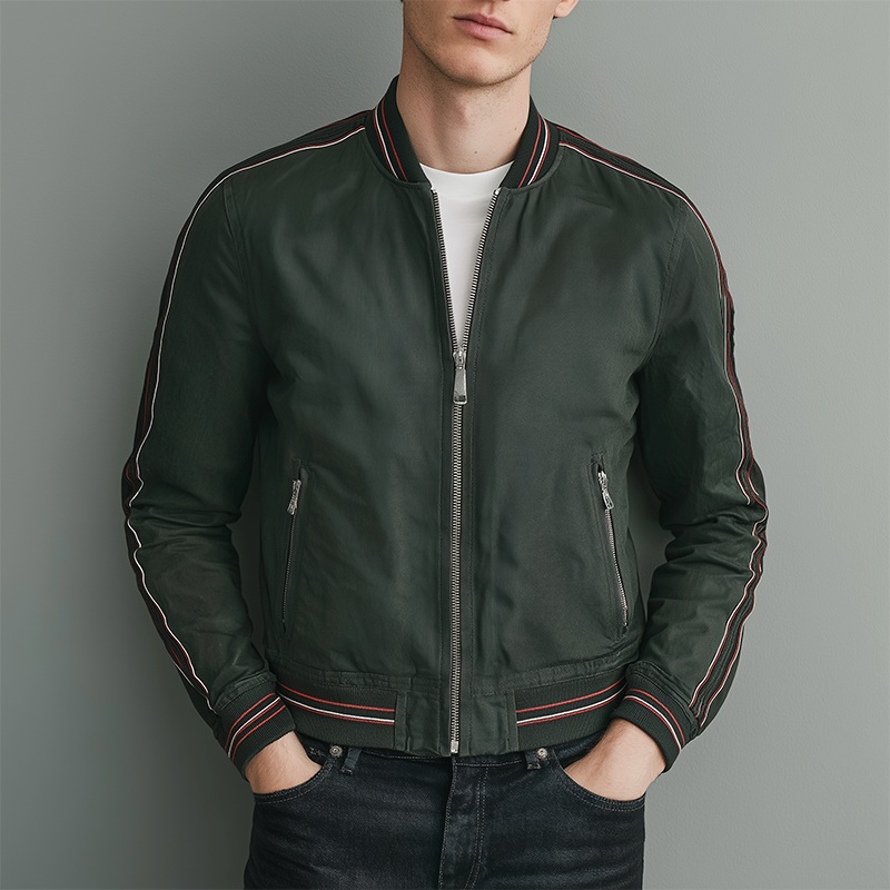 Men’s Autumn Fashion Ribbed Polyester Waterproof Thin Jacket MTA2047J3P Dark Green