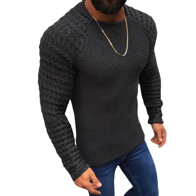 Men’s Solid Color Long Sleeve Round Neck Pullover 82433300X Gray