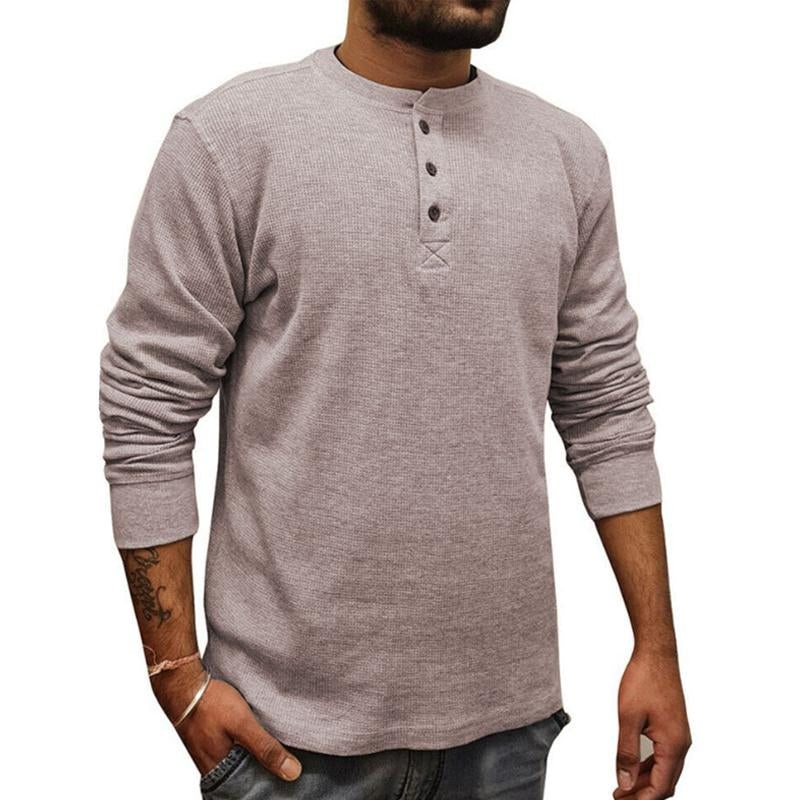 Men’s Solid Color Long Sleeve T-Shirt 81688433X Khaki