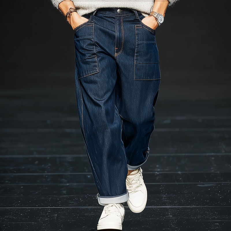 Men’s Classic Simple Dark Blue Jeans MTA2495J8U Dark Blue