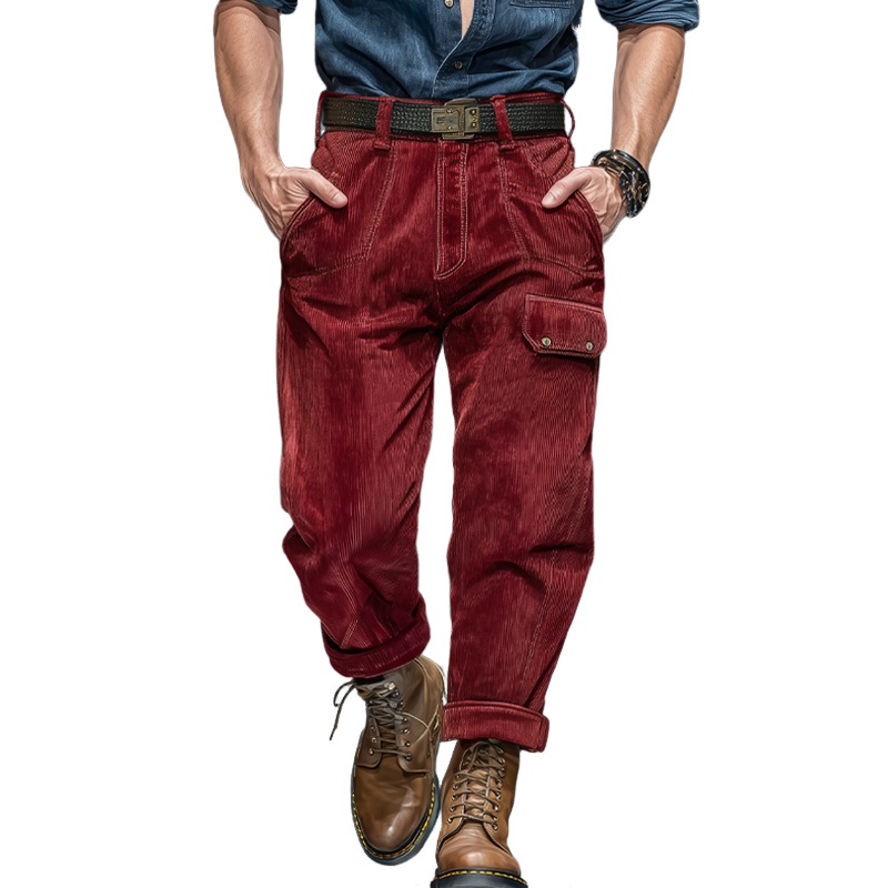 Men’s Classic Red Corduroy Casual Pants MTA2895J6U Red