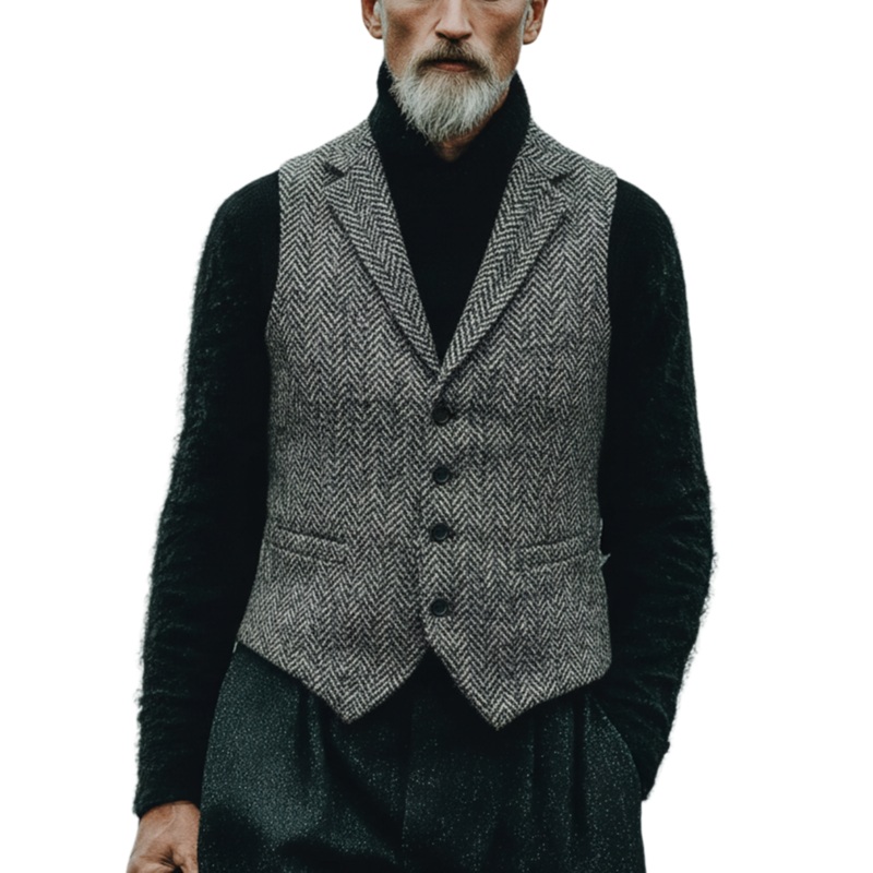 Men’s Classic Business And Casual Faux Herringbone Vest MTA3094J5K Camel