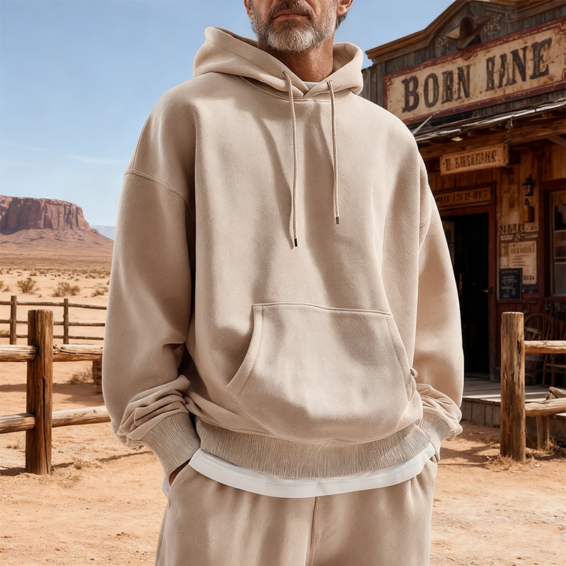 Men’s Simple And Stylish Cotton Blend Hooded Sweatshirt MTA2774J4P Apricot