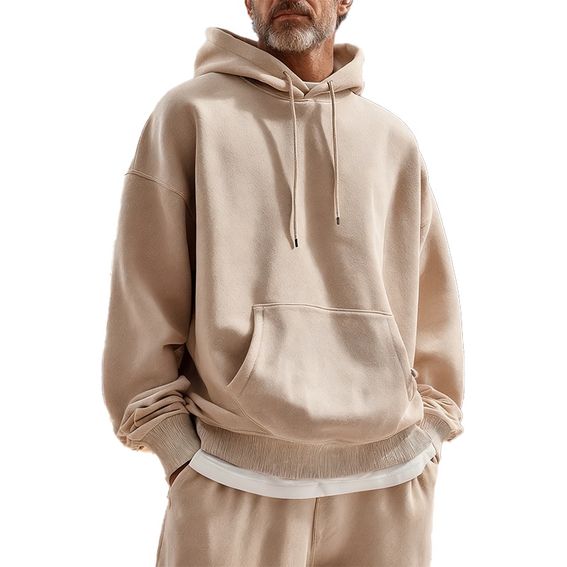 Men’s Simple And Stylish Cotton Blend Hooded Sweatshirt MTA2774J4P Apricot