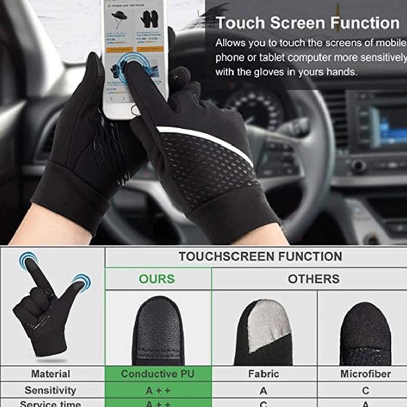 WARM NON-SLIP TOUCH SCREEN GLOVES Black
