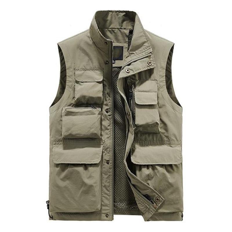 Men’s Outdoor Multi-pocket Quick-drying Vest 65344280M Light Khaki