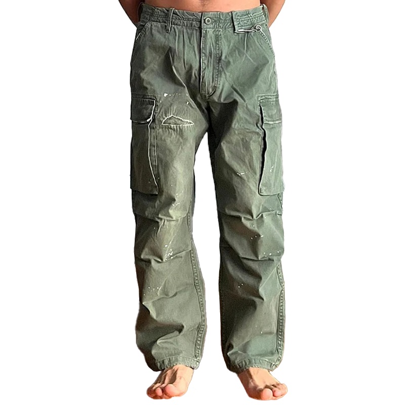 24-hour shipping outMen’s Loose Large Pocket Wear-resistant Cargo Paratrooper Pants 35879567Z Army Green