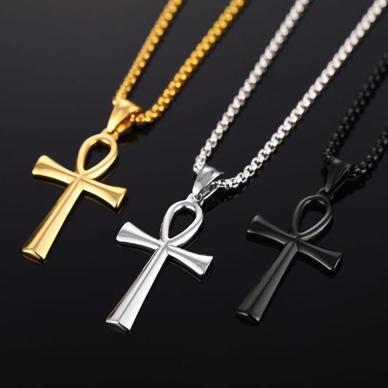 Vintage Casual Knot Cross Necklace 01193003TO Gold