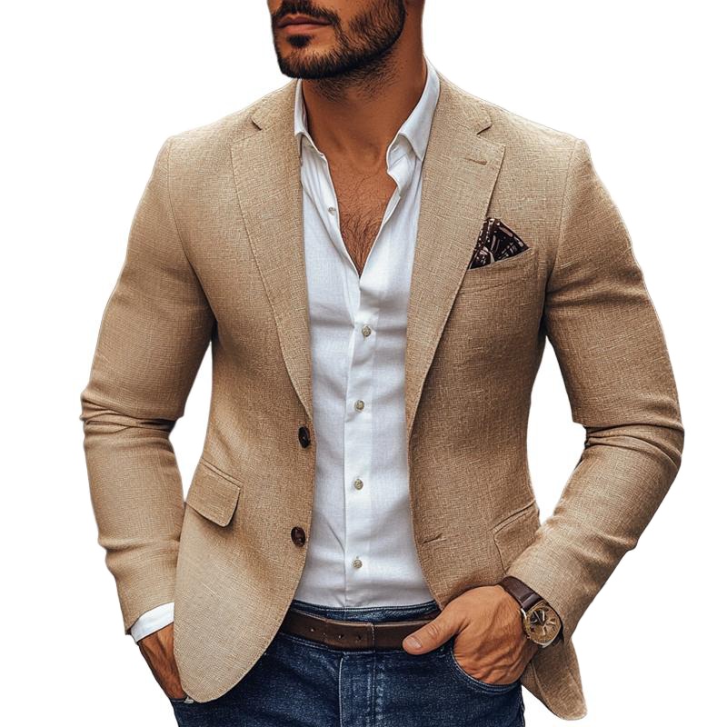 24-hour shipping outMen’s Fashion Notch Lapel Two Buttons Casual Blazer 47644865Z Apricot