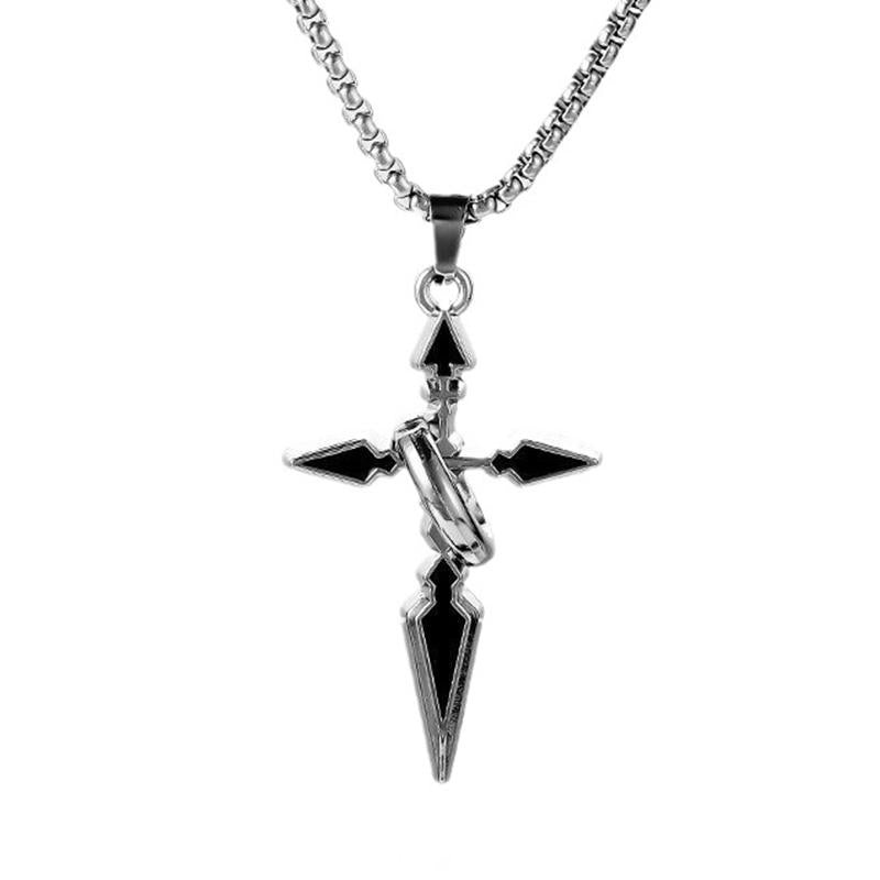 Casual Retro Cross Trend Necklace 68332314TO Silver