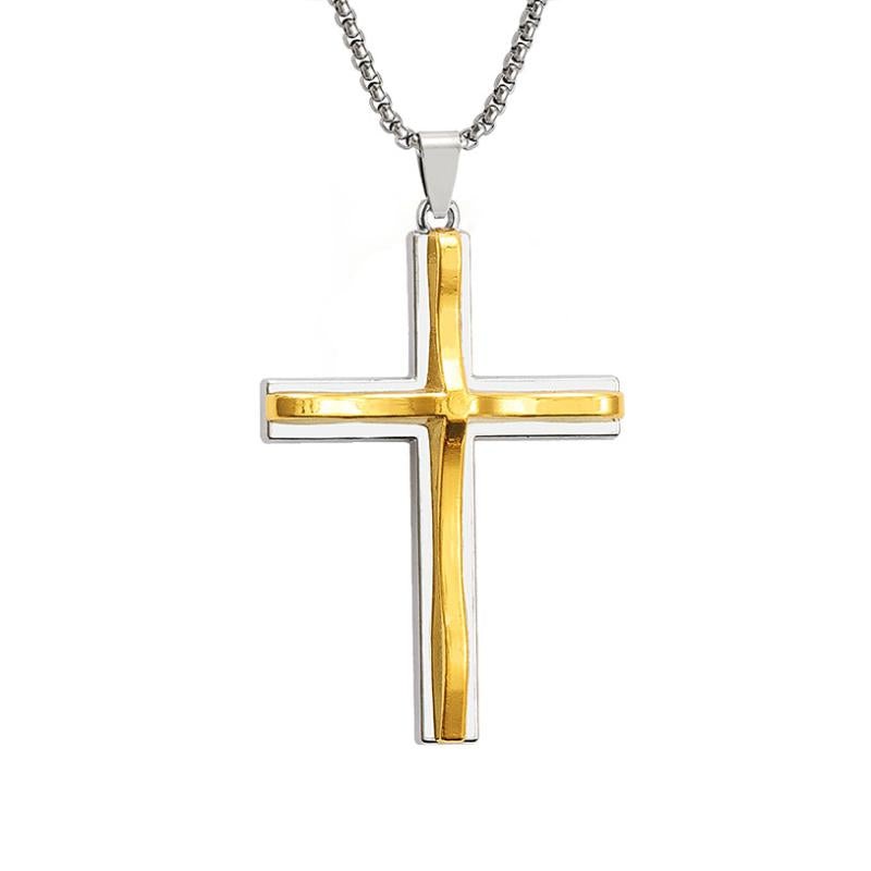 Vintage Casual Wave Cross Necklace 26345215TO Gold