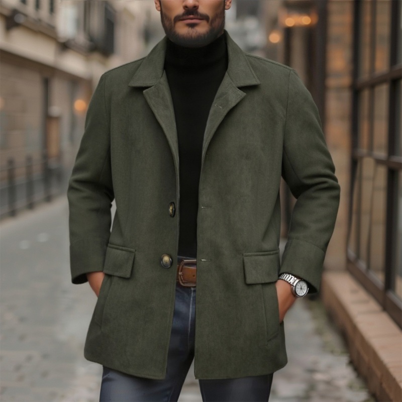 24-hour shipping outMen’s Vintage Corduroy Stand Collar Single Breasted Slim Short Coat 66901253M Army Green