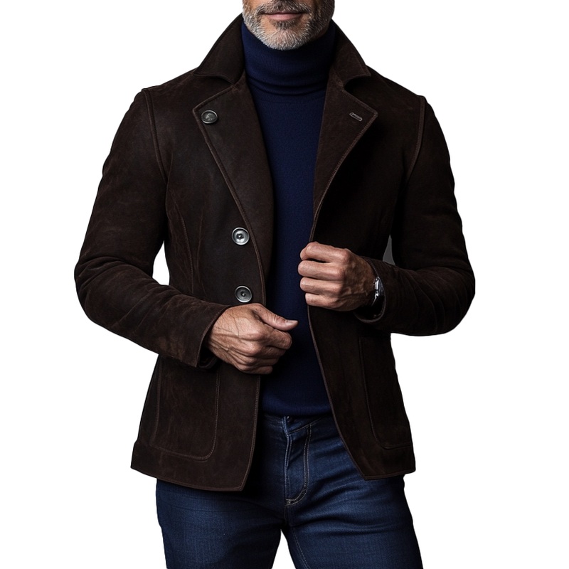 Men’s Vintage Suede Single Breasted Blazer 19893500Y Dark Brown