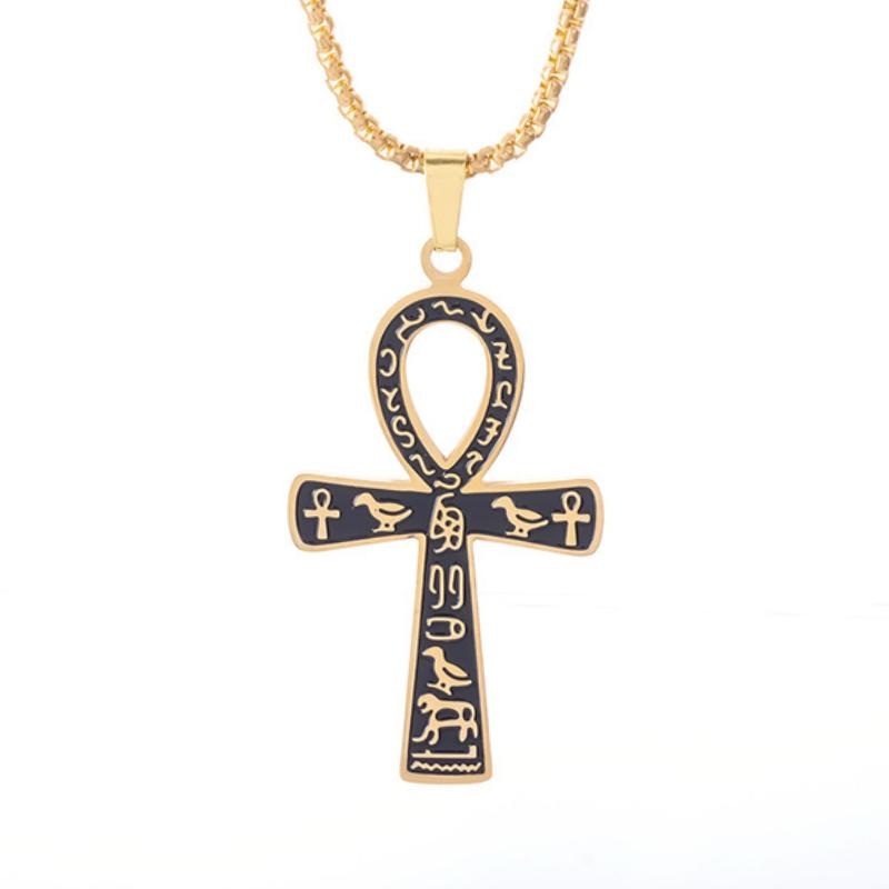 Vintage Casual Egyptian Symbol Cross Necklace 64269219TO Silver