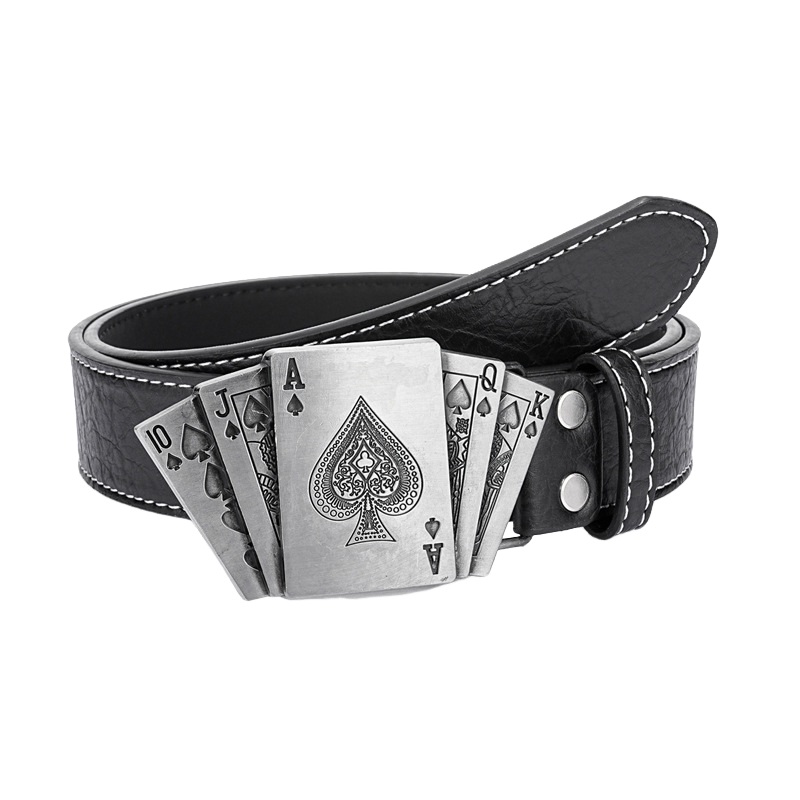 Men’s Punk Style Playing Card Belt 97391757K Black