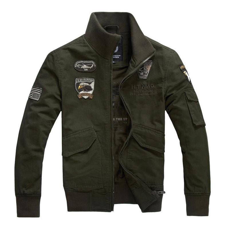 Men’s Vintage Zip-Up Bomber Jacket 07915369U Army Green