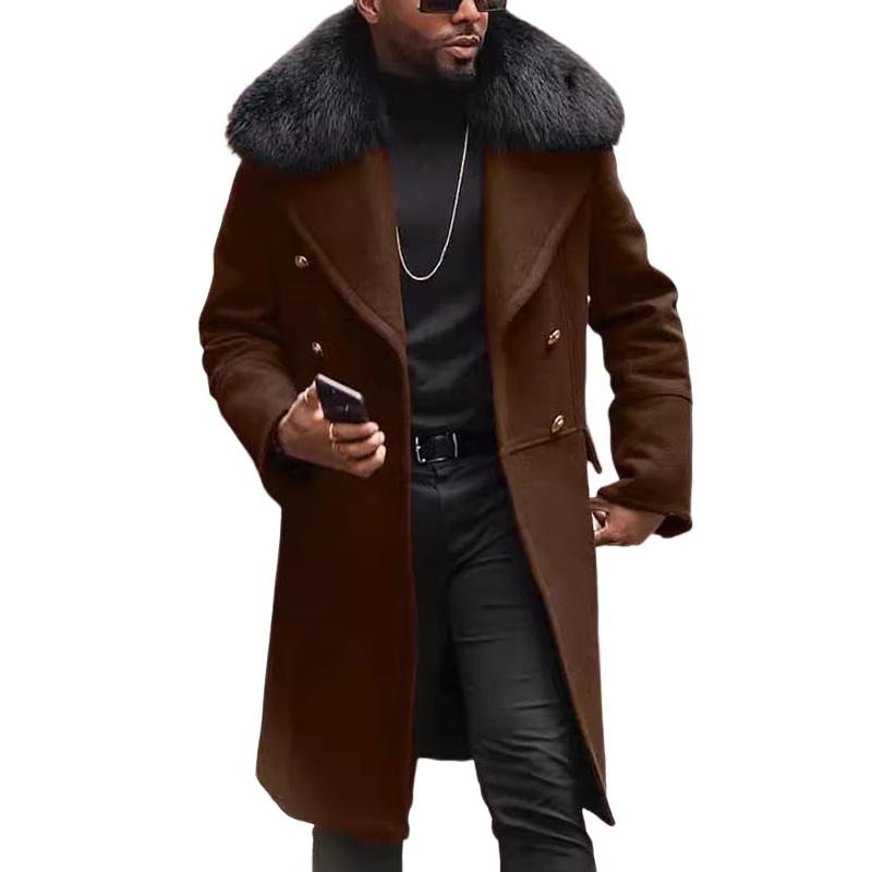 Men’s Winter Fur Collar Mid-length Coat 97855887U Black
