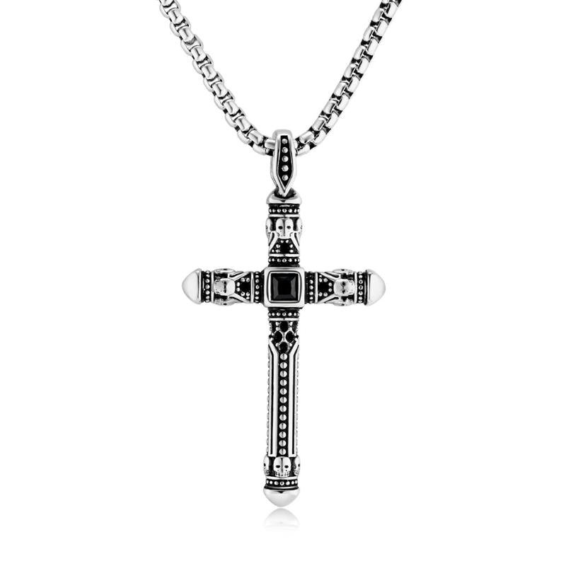 Retro Casual Personality Cross Necklace 48827160TO Silver