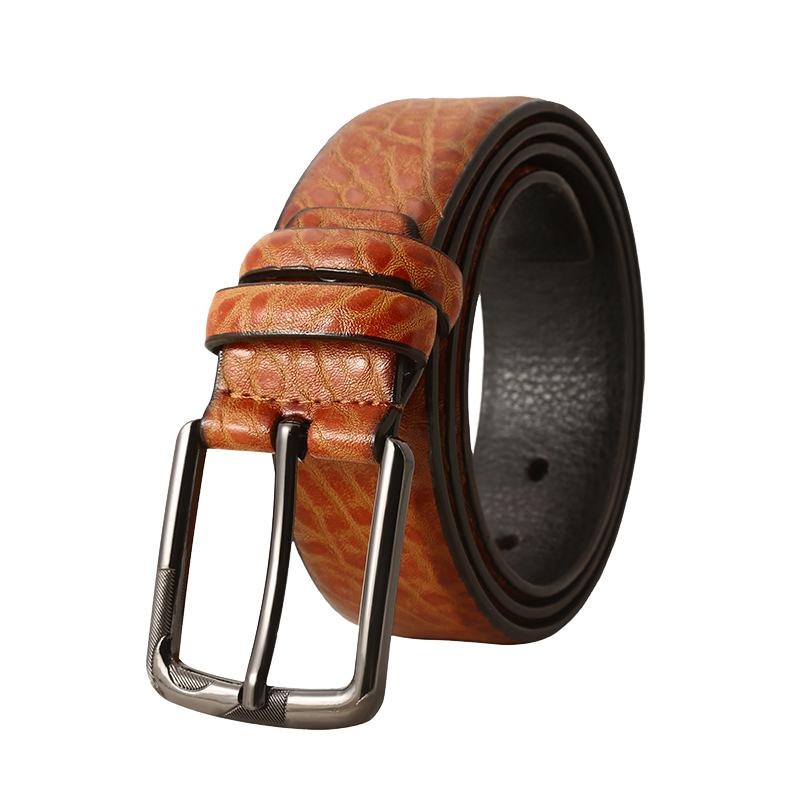 Men’s Retro Casual Versatile High-end Pin Buckle Leather Belt 33729143K Brown