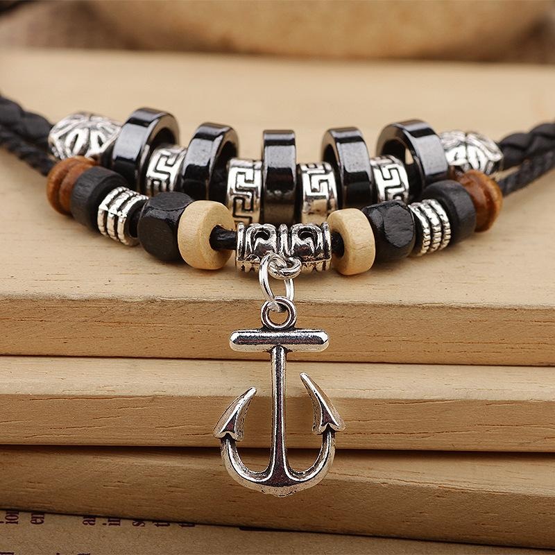 Retro Casual Ethnic Style Anchor Necklace 94568121TO Black