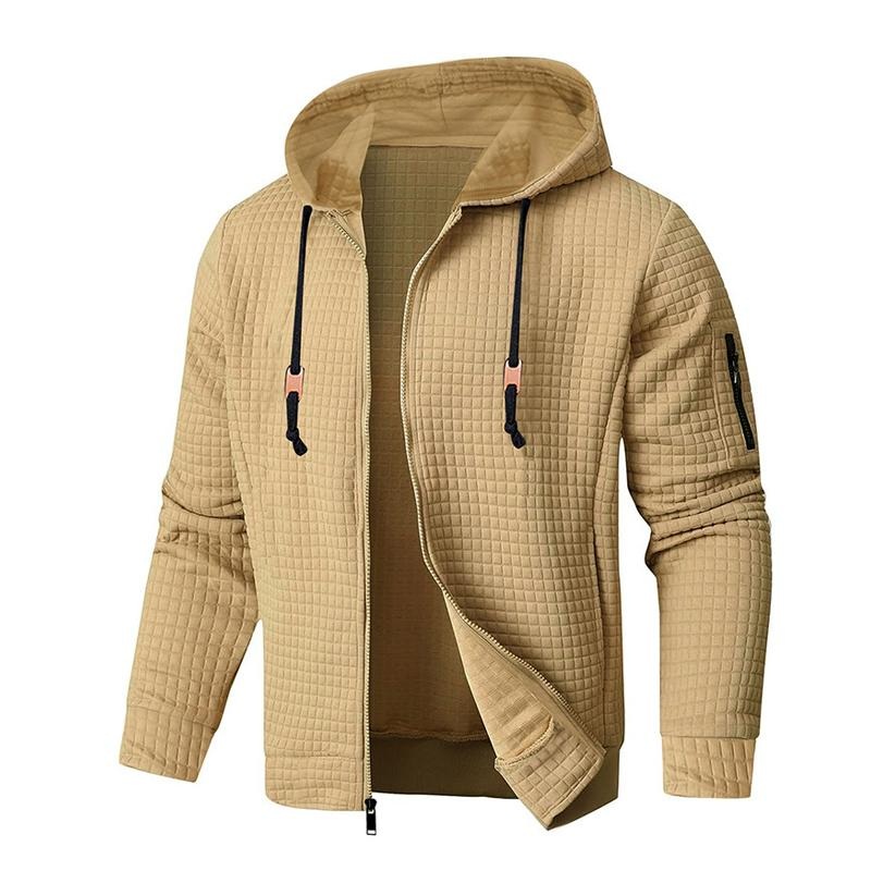Men’s Waffle Sport Hooded Jacket 81377580X Khaki